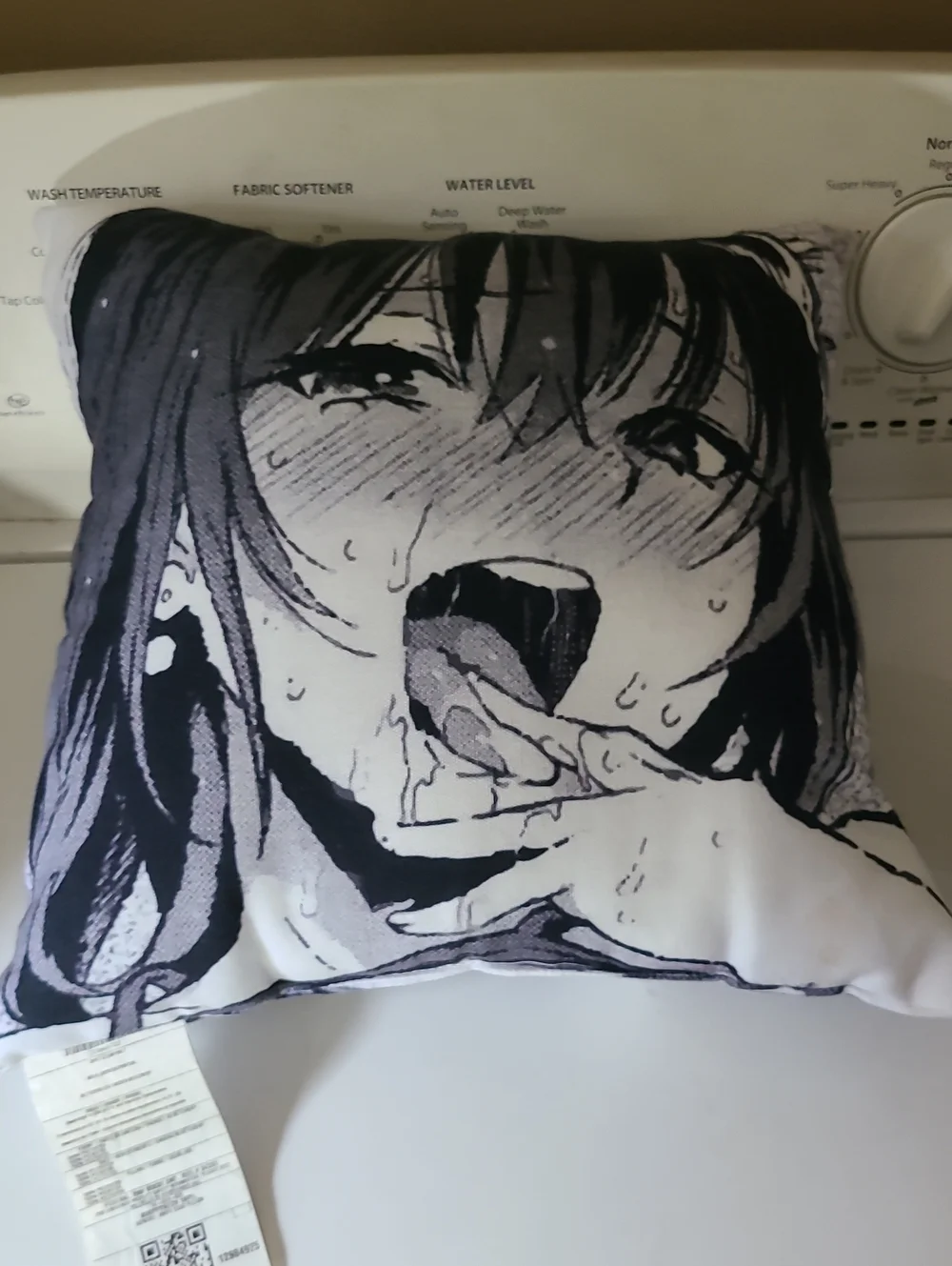 Decorative Anime-Style Accent Pillow - Black & White
